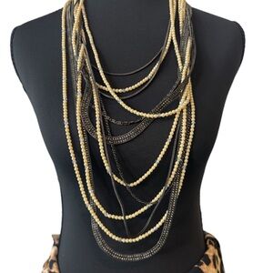 Erickson Beamon Black and Gold Layered Necklace